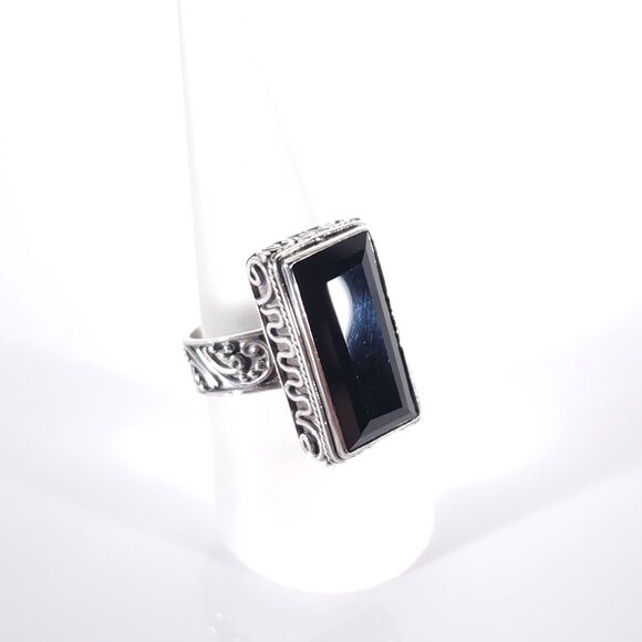 Thai Black Spinel Bali 15 Carats Ring Size 7.25 - Picture 8 of 11